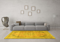 Machine Washable Persian Yellow Traditional Rug in a Living Room, wshtr4469yw