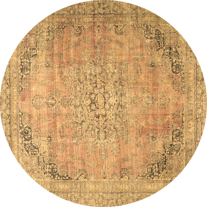 Round Persian Brown Traditional Rug, tr4469brn