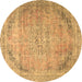 Round Persian Brown Traditional Rug, tr4469brn