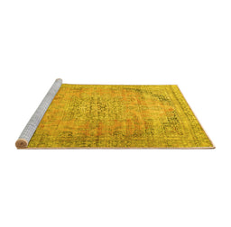 Sideview of Machine Washable Persian Yellow Traditional Rug, wshtr4469yw