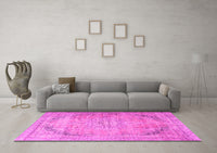 Machine Washable Persian Pink Traditional Rug, wshtr4469pnk