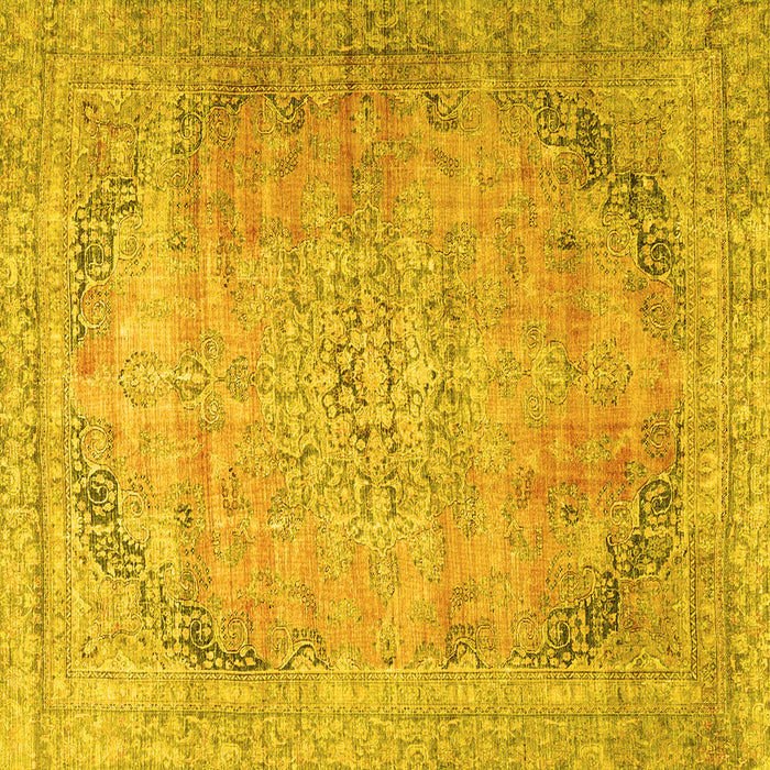 Square Machine Washable Persian Yellow Traditional Rug, wshtr4469yw