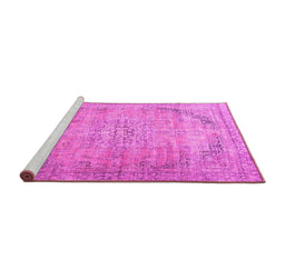 Sideview of Machine Washable Persian Pink Traditional Rug, wshtr4469pnk