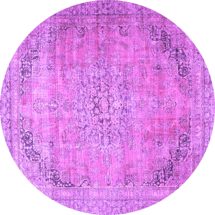 Round Machine Washable Persian Purple Traditional Area Rugs, wshtr4469pur