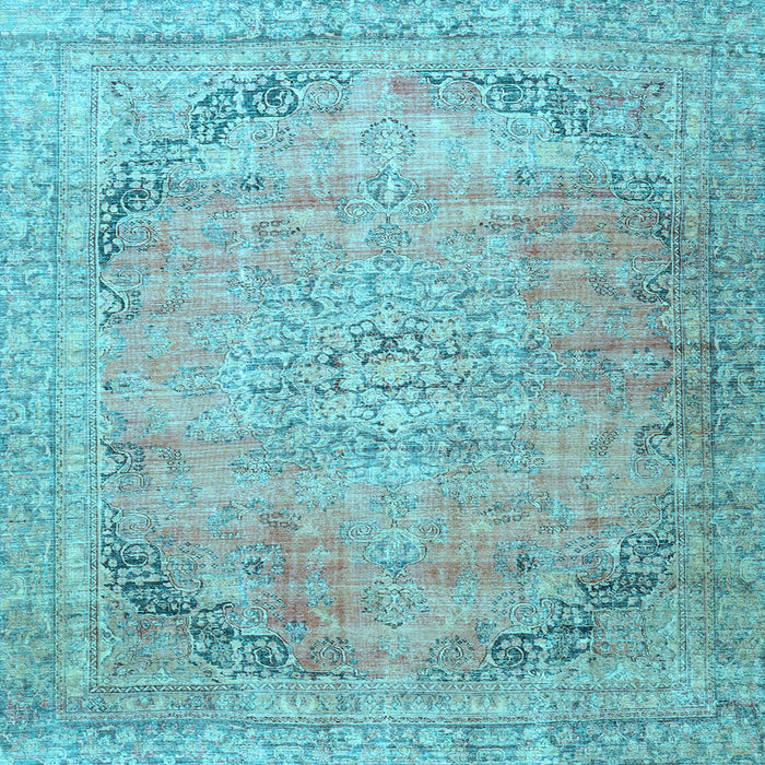 Square Machine Washable Persian Light Blue Traditional Rug, wshtr4469lblu