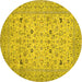 Round Persian Yellow Traditional Rug, tr446yw