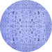 Round Machine Washable Persian Blue Traditional Rug, wshtr446blu