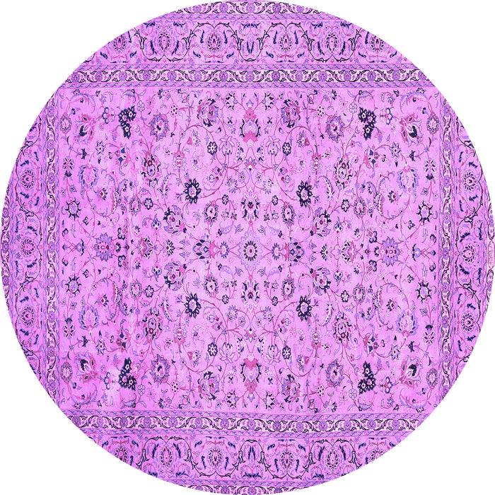 Round Machine Washable Persian Purple Traditional Area Rugs, wshtr446pur