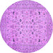 Round Machine Washable Persian Purple Traditional Area Rugs, wshtr446pur