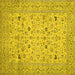 Square Machine Washable Persian Yellow Traditional Rug, wshtr446yw