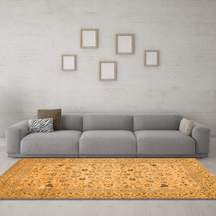 Machine Washable Persian Orange Traditional Area Rugs in a Living Room, wshtr446org