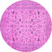 Round Machine Washable Persian Pink Traditional Rug, wshtr446pnk