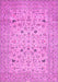 Machine Washable Persian Pink Traditional Rug, wshtr446pnk