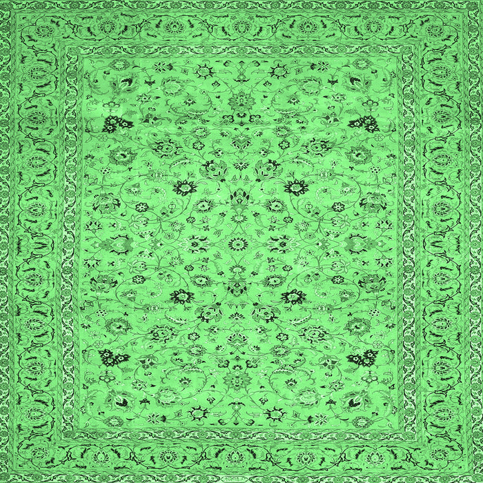 Square Machine Washable Persian Emerald Green Traditional Area Rugs, wshtr446emgrn