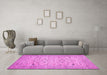 Machine Washable Persian Pink Traditional Rug in a Living Room, wshtr446pnk