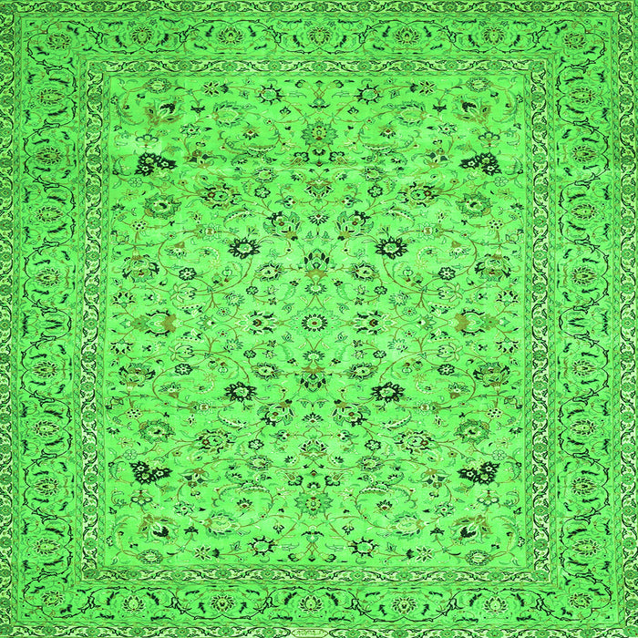 Round Machine Washable Persian Green Traditional Area Rugs, wshtr446grn