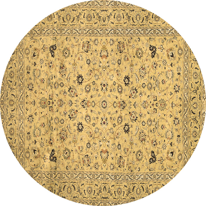 Round Persian Brown Traditional Rug, tr446brn