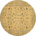 Round Persian Brown Traditional Rug, tr446brn