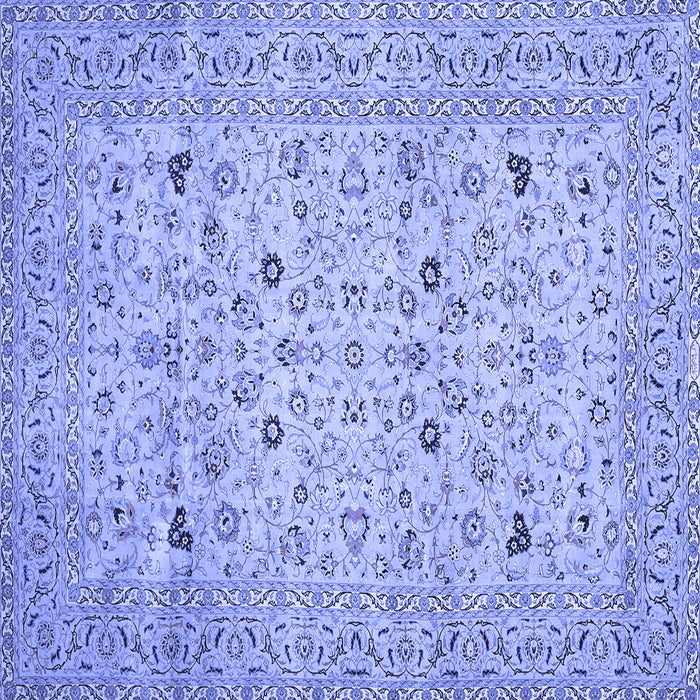 Square Machine Washable Persian Blue Traditional Rug, wshtr446blu