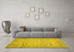 Machine Washable Persian Yellow Traditional Rug in a Living Room, wshtr446yw