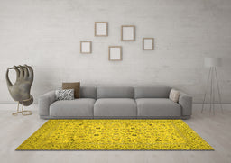 Machine Washable Persian Yellow Traditional Rug in a Living Room, wshtr446yw