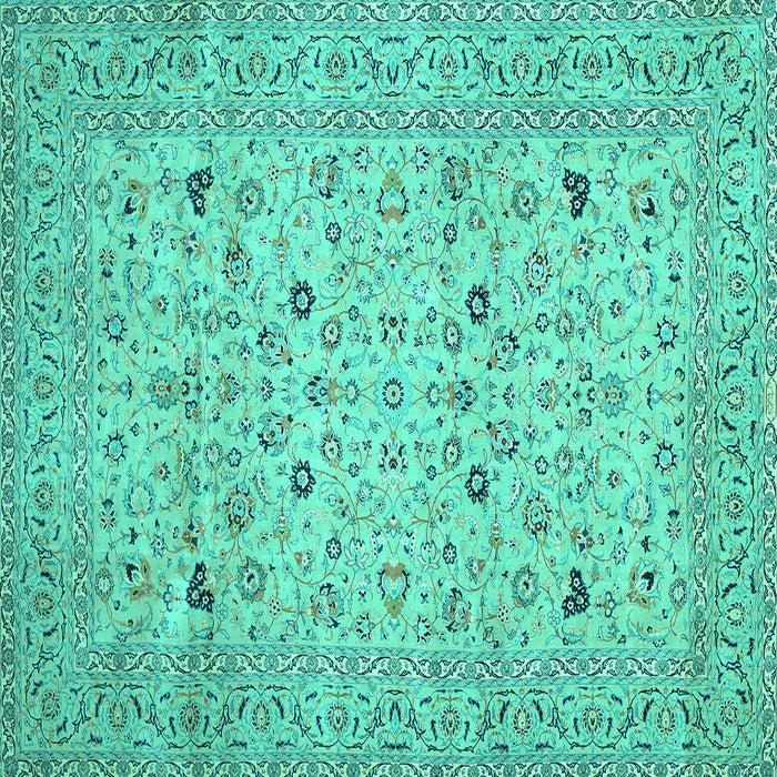 Square Persian Turquoise Traditional Rug, tr446turq