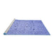 Sideview of Machine Washable Persian Blue Traditional Rug, wshtr446blu