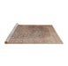 Sideview of Machine Washable Traditional Dark Gold Brown Rug, wshtr4470