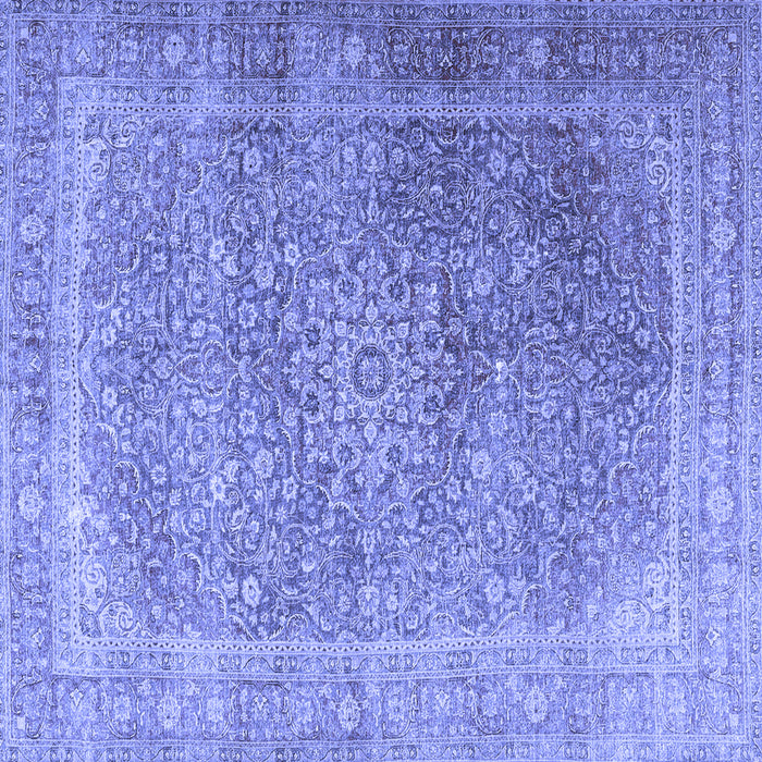 Square Machine Washable Persian Blue Traditional Rug, wshtr4470blu