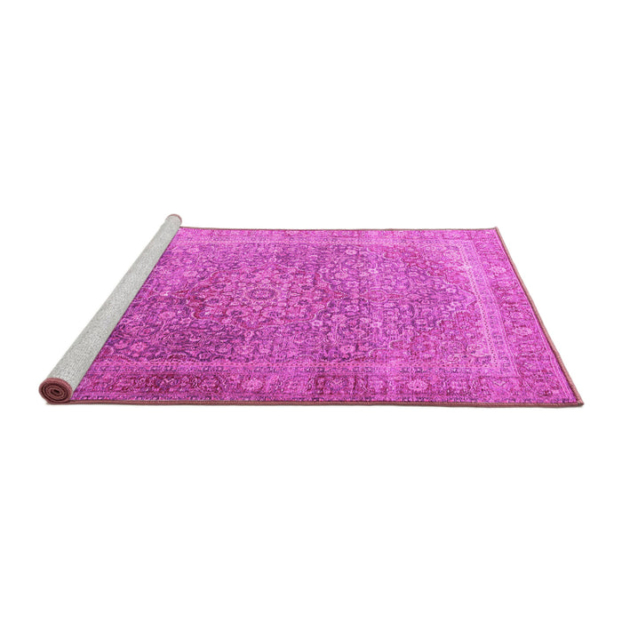 Sideview of Machine Washable Persian Pink Traditional Rug, wshtr4470pnk