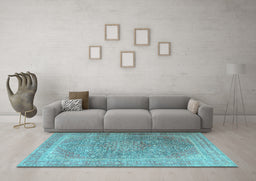 Machine Washable Persian Light Blue Traditional Rug in a Living Room, wshtr4470lblu