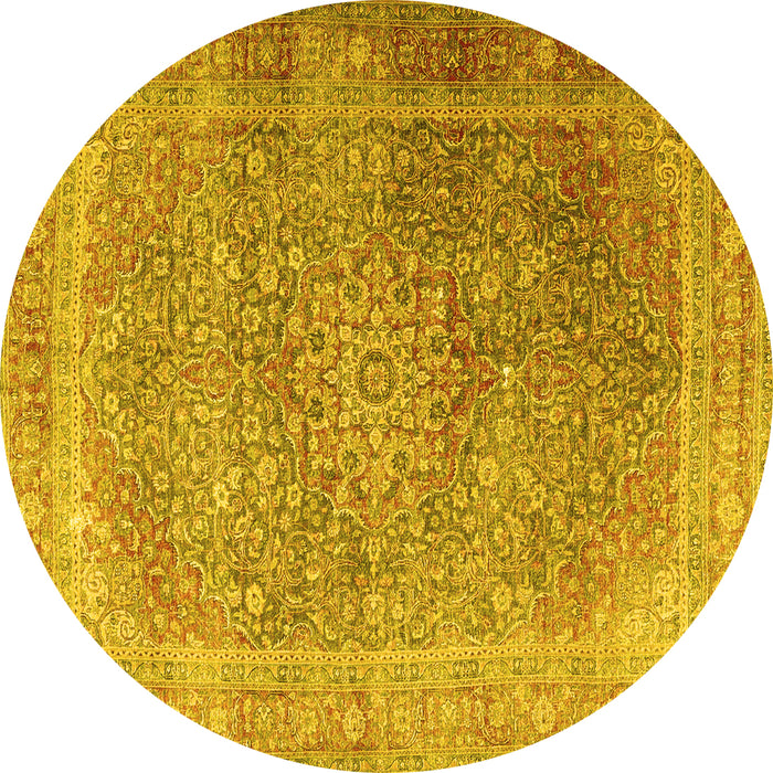 Round Persian Yellow Traditional Rug, tr4470yw