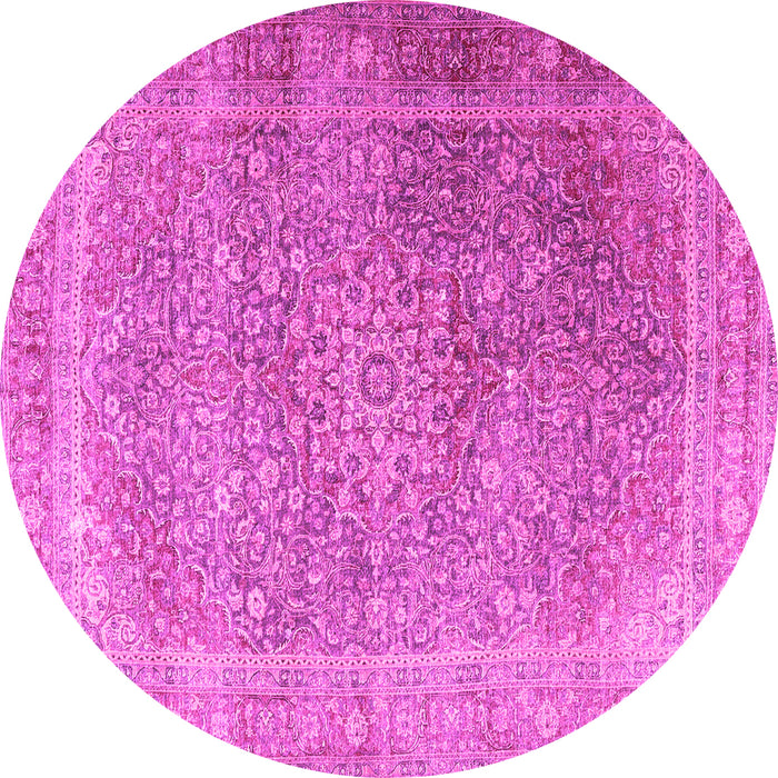 Round Machine Washable Persian Pink Traditional Rug, wshtr4470pnk
