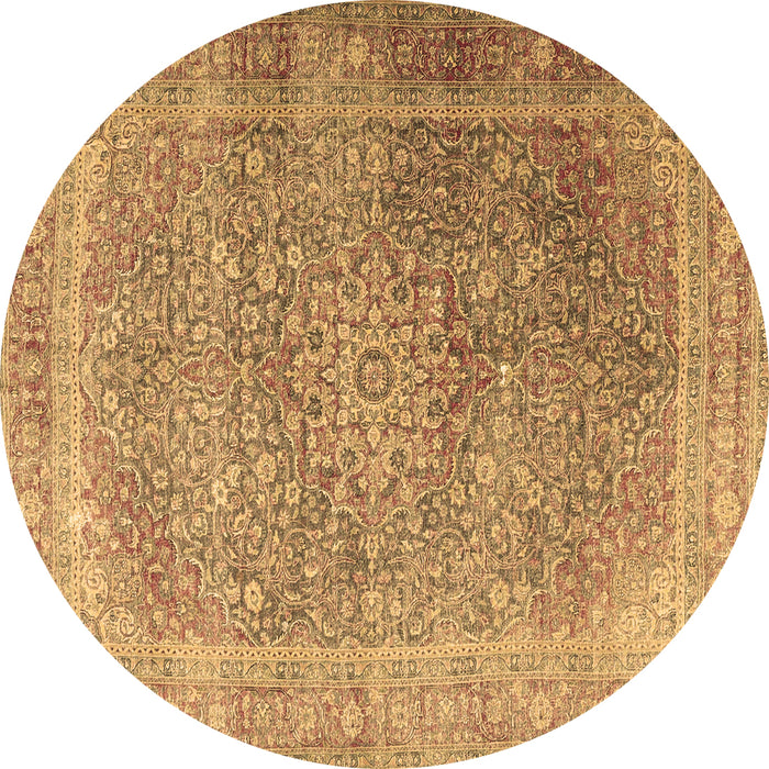 Round Machine Washable Persian Brown Traditional Rug, wshtr4470brn