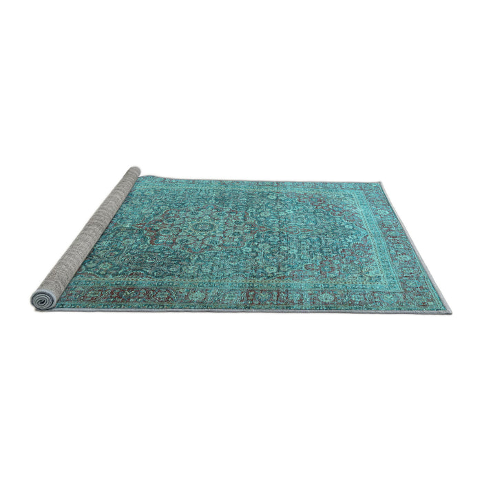 Sideview of Machine Washable Persian Light Blue Traditional Rug, wshtr4470lblu
