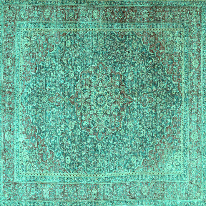 Square Machine Washable Persian Turquoise Traditional Area Rugs, wshtr4470turq