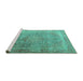 Sideview of Machine Washable Persian Turquoise Traditional Area Rugs, wshtr4470turq