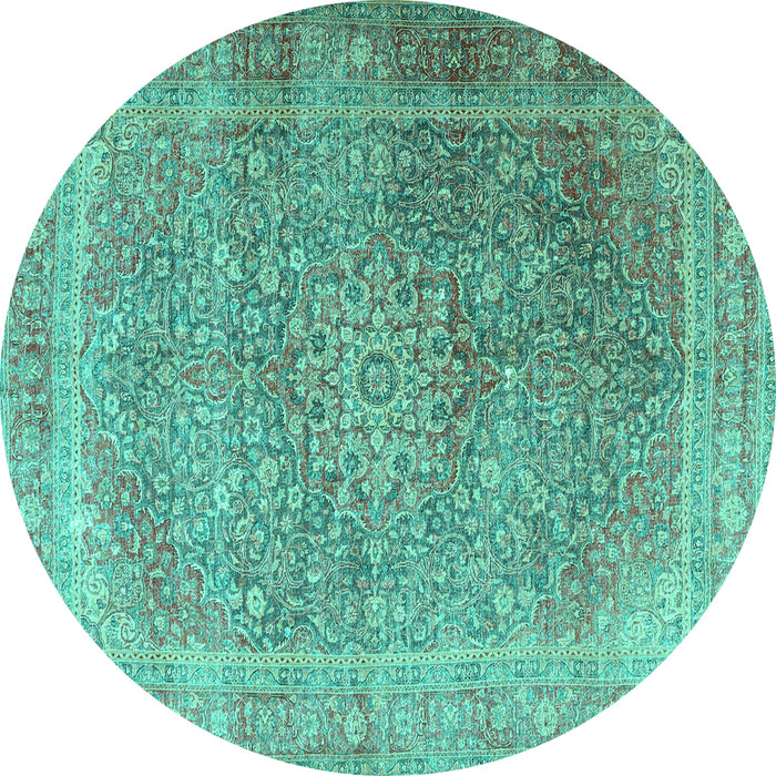 Round Persian Turquoise Traditional Rug, tr4470turq