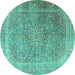 Round Persian Turquoise Traditional Rug, tr4470turq