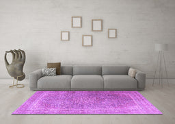 Machine Washable Persian Purple Traditional Area Rugs in a Living Room, wshtr4470pur