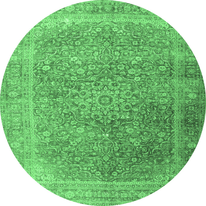 Round Persian Emerald Green Traditional Rug, tr4470emgrn