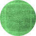 Round Persian Emerald Green Traditional Rug, tr4470emgrn