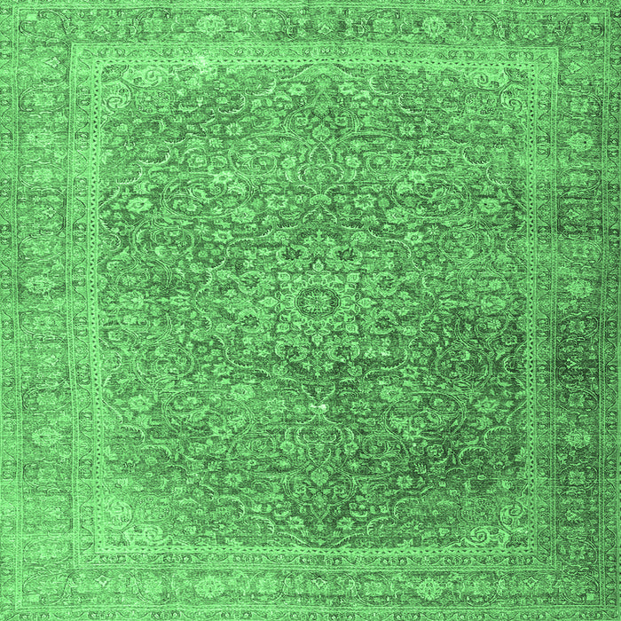 Square Machine Washable Persian Emerald Green Traditional Area Rugs, wshtr4470emgrn