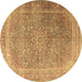 Round Persian Brown Traditional Rug, tr4470brn