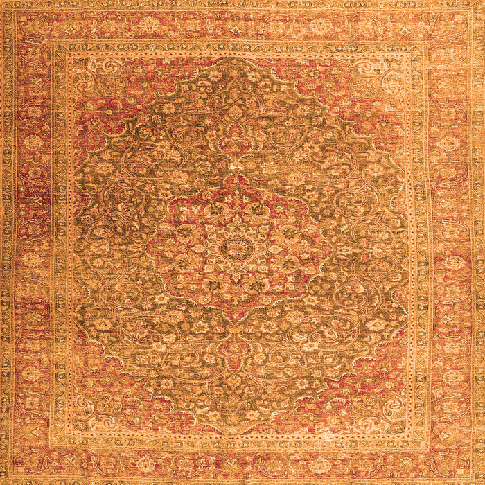 Round Machine Washable Persian Orange Traditional Area Rugs, wshtr4470org