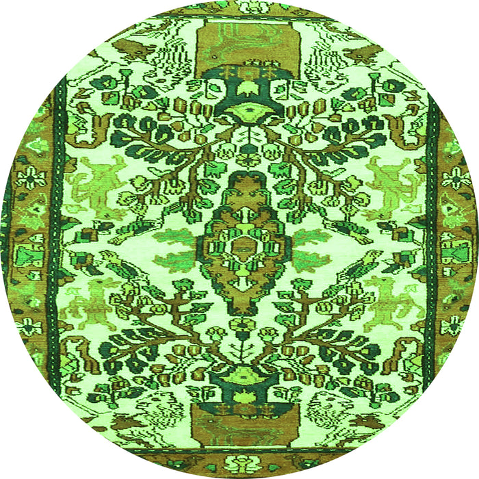 Square Medallion Green Traditional Rug, tr4471grn