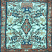 Square Medallion Light Blue Traditional Rug, tr4471lblu