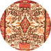 Square Medallion Orange Traditional Rug, tr4471org