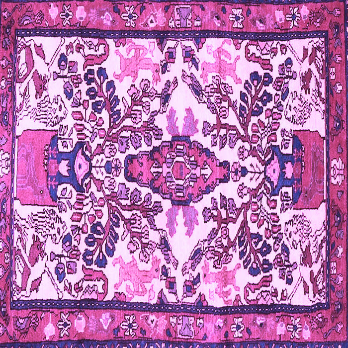 Square Machine Washable Medallion Purple Traditional Area Rugs, wshtr4471pur