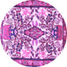 Round Medallion Purple Traditional Rug, tr4471pur